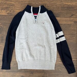 Boys Tommy Hilfiger Gray and Black Zip-Up Sweater